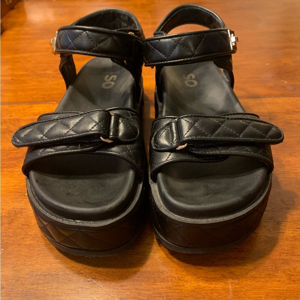 Black Quilted Platform Sandals - Picture 2 of 2